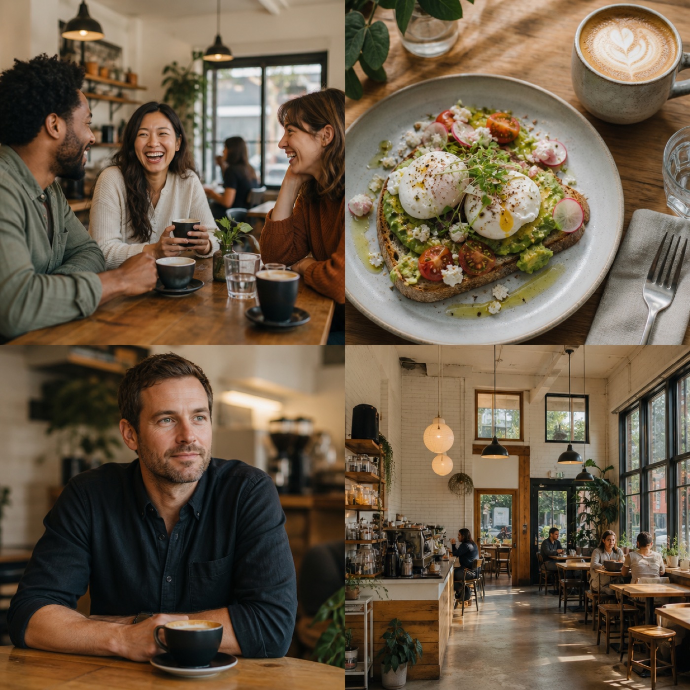 Friends sharing coffee around a café table