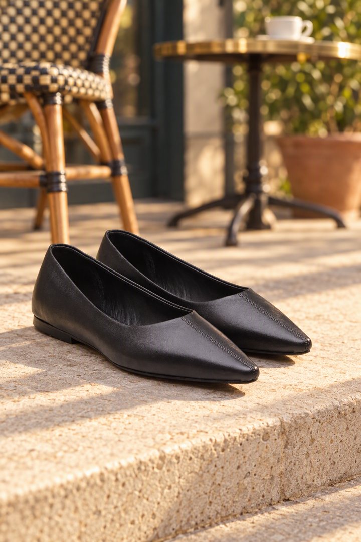 A post for black leather flats